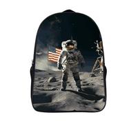 FodPand 18L Astronaut Landing Laptop Backpack Adults 16" Lightweight Carry on Backpack for Travel Flight Waterproof Casual Daypack Work Bussiness Computer Bag for Office Commute Outdoor Sports