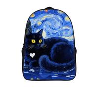 FodPand 18L Black Cat Laptop Backpack Adults 16" Lightweight Carry on Backpack for Travel Flight Waterproof Casual Daypack Work Bussiness Computer Bag for Office Commute Outdoor Sports