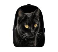 FodPand 18L Black Cat Laptop Backpack Adults 16" Lightweight Carry on Backpack for Travel Flight Waterproof Casual Daypack Work Bussiness Computer Bag for Office Commute Outdoor Sports