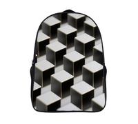 FodPand 18L Black Grey Cubes Laptop Backpack Adults 16" Lightweight Carry on Backpack for Travel Flight Waterproof Casual Daypack Work Bussiness Computer Bag for Office Commute Outdoor Sports
