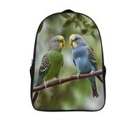 FodPand 18L Blue And Green Parakeets Laptop Backpack Adults 16" Lightweight Carry on Backpack for Travel Flight Waterproof Casual Daypack Work Bussiness Computer Bag for Office Commute Outdoor Sports