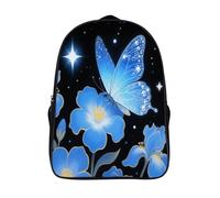 FodPand 18L Blue Butterflies Laptop Backpack Adults 16" Lightweight Carry on Backpack for Travel Flight Waterproof Casual Daypack Work Bussiness Computer Bag for Office Commute Outdoor Sports