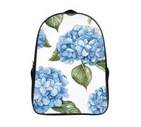 FodPand 18L Blue Hydrangea Pattern Laptop Backpack Adults 16" Lightweight Carry on Backpack for Travel Flight Waterproof Casual Daypack Work Bussiness Computer Bag for Office Commute Outdoor Sports