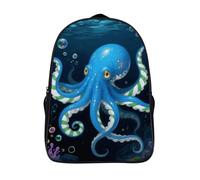 FodPand 18L Blue Octopus Laptop Backpack Adults 16" Lightweight Carry on Backpack for Travel Flight Waterproof Casual Daypack Work Bussiness Computer Bag for Office Commute Outdoor Sports