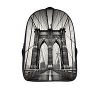 FodPand 18L Brooklyn Bridge Laptop Backpack Adults 16" Lightweight Carry on Backpack for Travel Flight Waterproof Casual Daypack Work Bussiness Computer Bag for Office Commute Outdoor Sports