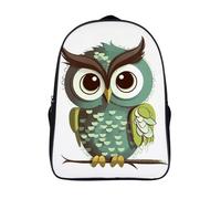 FodPand 18L Cartoon Green Cute Owl Laptop Backpack Adults 16" Lightweight Carry on Backpack for Travel Flight Waterproof Casual Daypack Work Bussiness Computer Bag for Office Commute Outdoor Sports