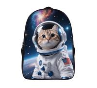 FodPand 18L Cat Astronaut Laptop Backpack Adults 16" Lightweight Carry on Backpack for Travel Flight Waterproof Casual Daypack Work Bussiness Computer Bag for Office Commute Outdoor Sports