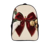 FodPand 18L Christmas Bow Laptop Backpack Adults 16" Lightweight Carry on Backpack for Travel Flight Waterproof Casual Daypack Work Bussiness Computer Bag for Office Commute Outdoor Sports