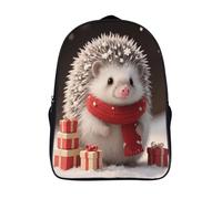 FodPand 18L Christmas Hedgehog Laptop Backpack Adults 16" Lightweight Carry on Backpack for Travel Flight Waterproof Casual Daypack Work Bussiness Computer Bag for Office Commute Outdoor Sports