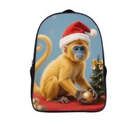 FodPand 18L Christmas Monkey Laptop Backpack Adults 16" Lightweight Carry on Backpack for Travel Flight Waterproof Casual Daypack Work Bussiness Computer Bag for Office Commute Outdoor Sports