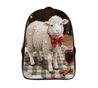 FodPand 18L Christmas Sheep Laptop Backpack Adults 16" Lightweight Carry on Backpack for Travel Flight Waterproof Casual Daypack Work Bussiness Computer Bag for Office Commute Outdoor Sports