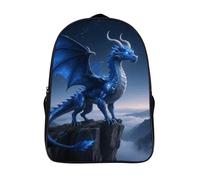 FodPand 18L Cool Blue Dragon Laptop Backpack Adults 16" Lightweight Carry on Backpack for Travel Flight Waterproof Casual Daypack Work Bussiness Computer Bag for Office Commute Outdoor Sports