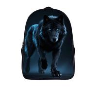 FodPand 18L Cool Cyan Black Wolf Laptop Backpack Adults 16" Lightweight Carry on Backpack for Travel Flight Waterproof Casual Daypack Work Bussiness Computer Bag for Office Commute Outdoor Sports