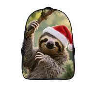 FodPand 18L Cute Christmas Sloth Laptop Backpack Adults 16" Lightweight Carry on Backpack for Travel Flight Waterproof Casual Daypack Work Bussiness Computer Bag for Office Commute Outdoor Sports