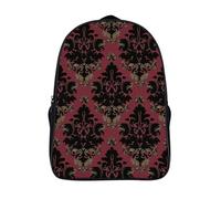 FodPand 18L Dark Red Pattern Laptop Backpack Adults 16" Lightweight Carry on Backpack for Travel Flight Waterproof Casual Daypack Work Bussiness Computer Bag for Office Commute Outdoor Sports