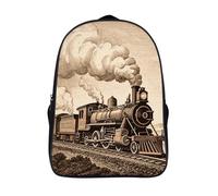 FodPand 18L Etching Train Laptop Backpack Adults 16" Lightweight Carry on Backpack for Travel Flight Waterproof Casual Daypack Work Bussiness Computer Bag for Office Commute Outdoor Sports