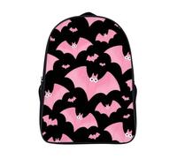 FodPand 18L Halloween Bats Pink Laptop Backpack Adults 16" Lightweight Carry on Backpack for Travel Flight Waterproof Casual Daypack Work Bussiness Computer Bag for Office Commute Outdoor Sports