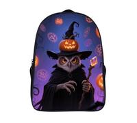 FodPand 18L Halloween Owl Pumpkin Laptop Backpack Adults 16" Lightweight Carry on Backpack for Travel Flight Waterproof Casual Daypack Work Bussiness Computer Bag for Office Commute Outdoor Sports
