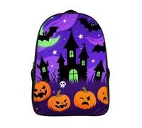 FodPand 18L Halloween Purple Night Laptop Backpack Adults 16" Lightweight Carry on Backpack for Travel Flight Waterproof Casual Daypack Work Bussiness Computer Bag for Office Commute Outdoor Sports