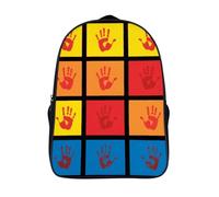 FodPand 18L Handprints Laptop Backpack Adults 16" Lightweight Carry on Backpack for Travel Flight Waterproof Casual Daypack Work Bussiness Computer Bag for Office Commute Outdoor Sports