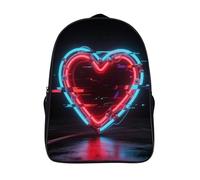 FodPand 18L Neon Heart with Errors Laptop Backpack Adults 16" Lightweight Carry on Backpack for Travel Flight Waterproof Casual Daypack Work Bussiness Computer Bag for Office Commute Outdoor Sports