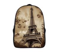 FodPand 18L Paris Eiffel Tower Laptop Backpack Adults 16" Lightweight Carry on Backpack for Travel Flight Waterproof Casual Daypack Work Bussiness Computer Bag for Office Commute Outdoor Sports