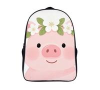 FodPand 18L Pig Wearing Wreath Laptop Backpack Adults 16" Lightweight Carry on Backpack for Travel Flight Waterproof Casual Daypack Work Bussiness Computer Bag for Office Commute Outdoor Sports