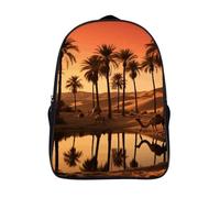 FodPand 18L Plam Tree And Sunset Laptop Backpack Adults 16" Lightweight Carry on Backpack for Travel Flight Waterproof Casual Daypack Work Bussiness Computer Bag for Office Commute Outdoor Sports