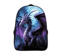 FodPand 18L Purple Dragon Moon Laptop Backpack Adults 16" Lightweight Carry on Backpack for Travel Flight Waterproof Casual Daypack Work Bussiness Computer Bag for Office Commute Outdoor Sports