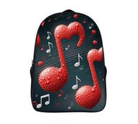 FodPand 18L Red Music Notes Laptop Backpack Adults 16" Lightweight Carry on Backpack for Travel Flight Waterproof Casual Daypack Work Bussiness Computer Bag for Office Commute Outdoor Sports