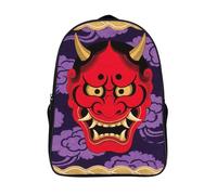 FodPand 18L Red Oni Mask Laptop Backpack Adults 16" Lightweight Carry on Backpack for Travel Flight Waterproof Casual Daypack Work Bussiness Computer Bag for Office Commute Outdoor Sports