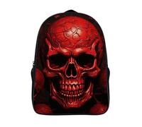 FodPand 18L Red Skulls Laptop Backpack Adults 16" Lightweight Carry on Backpack for Travel Flight Waterproof Casual Daypack Work Bussiness Computer Bag for Office Commute Outdoor Sports