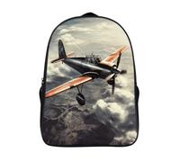 FodPand 18L Retro Airplane Laptop Backpack Adults 16" Lightweight Carry on Backpack for Travel Flight Waterproof Casual Daypack Work Bussiness Computer Bag for Office Commute Outdoor Sports