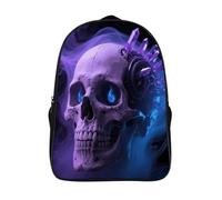FodPand 18L Skull Violet Blue Black Laptop Backpack Adults 16" Lightweight Carry on Backpack for Travel Flight Waterproof Casual Daypack Work Bussiness Computer Bag for Office Commute Outdoor Sports