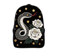 FodPand 18L Snake Red Flower Laptop Backpack Adults 16" Lightweight Carry on Backpack for Travel Flight Waterproof Casual Daypack Work Bussiness Computer Bag for Office Commute Outdoor Sports