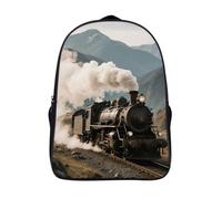 FodPand 18L Steam Train in Mountains Laptop Backpack Adults 16" Lightweight Carry on Backpack for Travel Flight Waterproof Casual Daypack Work Bussiness Computer Bag for Office Commute Outdoor Sports