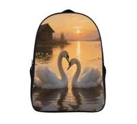 FodPand 18L Sunset Couple Swans Lake Laptop Backpack Adults 16" Lightweight Carry on Backpack for Travel Flight Waterproof Casual Daypack Work Bussiness Computer Bag for Office Commute Outdoor Sports