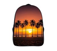 FodPand 18L Tropical Sunset Beach Laptop Backpack Adults 16" Lightweight Carry on Backpack for Travel Flight Waterproof Casual Daypack Work Bussiness Computer Bag for Office Commute Outdoor Sports