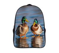 FodPand 18L Two Mallard Ducks Laptop Backpack Adults 16" Lightweight Carry on Backpack for Travel Flight Waterproof Casual Daypack Work Bussiness Computer Bag for Office Commute Outdoor Sports