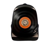 FodPand 18L Vintage Vinyl Record Laptop Backpack Adults 16" Lightweight Carry on Backpack for Travel Flight Waterproof Casual Daypack Work Bussiness Computer Bag for Office Commute Outdoor Sports