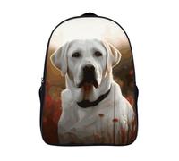 FodPand 18L White Labrador Laptop Backpack Adults 16" Lightweight Carry on Backpack for Travel Flight Waterproof Casual Daypack Work Bussiness Computer Bag for Office Commute Outdoor Sports