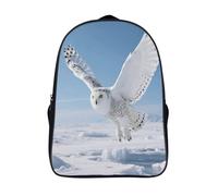 FodPand 18L White Snowy Owl Laptop Backpack Adults 16" Lightweight Carry on Backpack for Travel Flight Waterproof Casual Daypack Work Bussiness Computer Bag for Office Commute Outdoor Sports