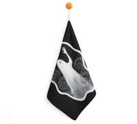 FodPand 1PCS Microfiber Hand Towels, 11x11 Inch Quick Drying & Highly Absorbent Ghost Kitchen Towel with Hanging Loop, Lint Free Dish Towels for Bathroom & Kitchen