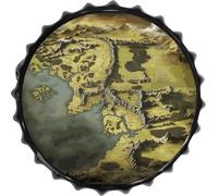 FodPand 1PCS Middle Earth Map Tin Sign - 11.8 Inch Metal Bottle Cap Wall Art Vintage Beer Decor for Man Cave, Bar, Kitchen & Office, Ready to Hang Round Metal Sign
