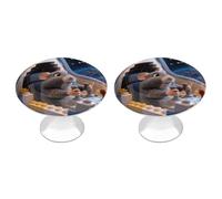 FodPand 2-Pack 1.1" Round Cabinet Knobs Stainless Steel Drawer Knobs with 2 Screws, 3D Cute Guinea Pig Cabinet Handles for Drawers, Dresser, Kitchen Hardware | Easy Install
