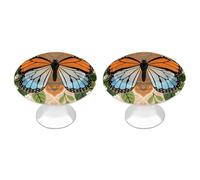 FodPand 2-Pack 1.1" Round Cabinet Knobs Stainless Steel Drawer Knobs with 2 Screws, Boho Mandala Butterfly Cabinet Handles for Drawers, Dresser, Kitchen Hardware | Easy Install