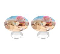 FodPand 2-Pack 1.1" Round Cabinet Knobs Stainless Steel Drawer Knobs with 2 Screws, Cute Pink Gnomes Cabinet Handles for Drawers, Dresser, Kitchen Hardware | Easy Install