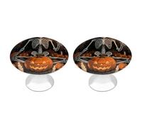 FodPand 2-Pack 1.1" Round Cabinet Knobs Stainless Steel Drawer Knobs with 2 Screws, Skull Pumpkin Cabinet Handles for Drawers, Dresser, Kitchen Hardware | Easy Install