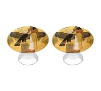 FodPand 2-Pack Cabinet Handles - Ancient Egyptian Art 1.1 Inch Round Stainless Steel Cabinet Pulls, Knobs Pulls with Screws, Silver Hardware for Kitchen Cabinets, Furniture Doors, & Dressers