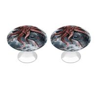 FodPand 2-Pack Cabinet Handles - Giant Squid Vs Whale 1.1 Inch Round Stainless Steel Cabinet Pulls, Knobs Pulls with Screws, Silver Hardware for Kitchen Cabinets, Furniture Doors, & Dressers